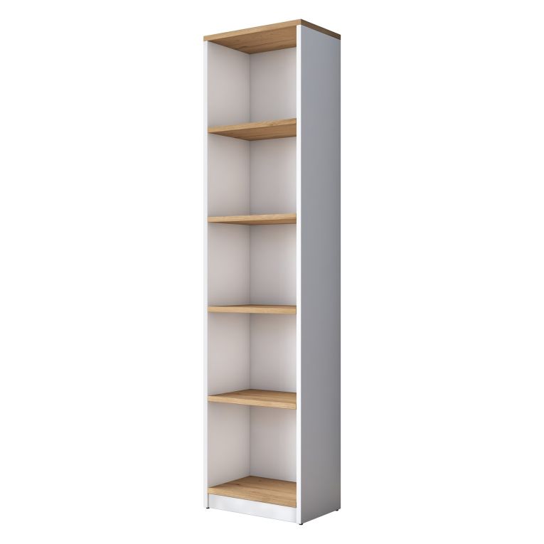 Scrivania Marrone Rovere Nodi Bianco 9 Ripiani 2 Cassetti 120x50x162h cm, 7 Vani - Venetico