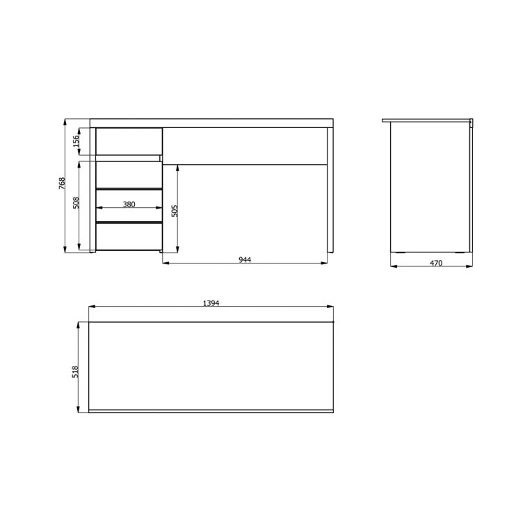 Scrivania Marrone Rovere Nodi Bianco un Cassetto 2 Ripiani 140x52x76h cm, Un'anta - Bovec
