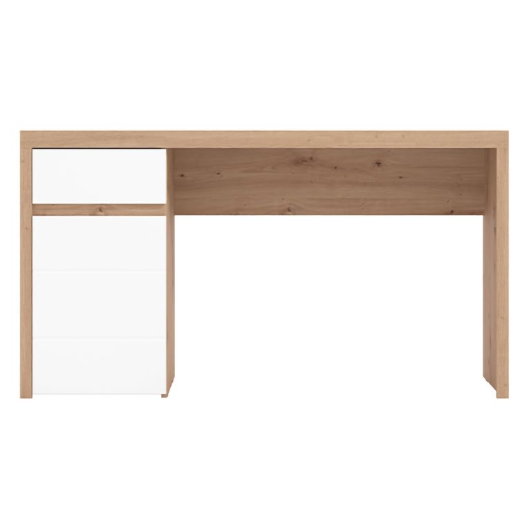Scrivania Marrone Rovere Nodi Bianco un Cassetto 2 Ripiani 140x52x76h cm, Un'anta - Bovec