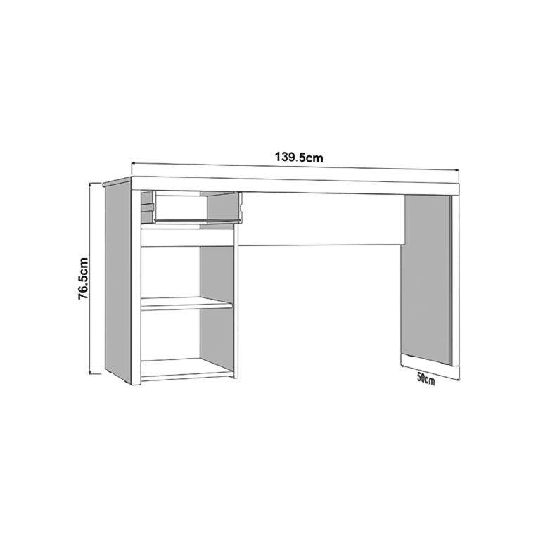 Scrivania Marrone Rovere Nodi Grigio Scuro un Cassetto 2 Ripiani 140x52x77h cm, Un'anta - Bovec