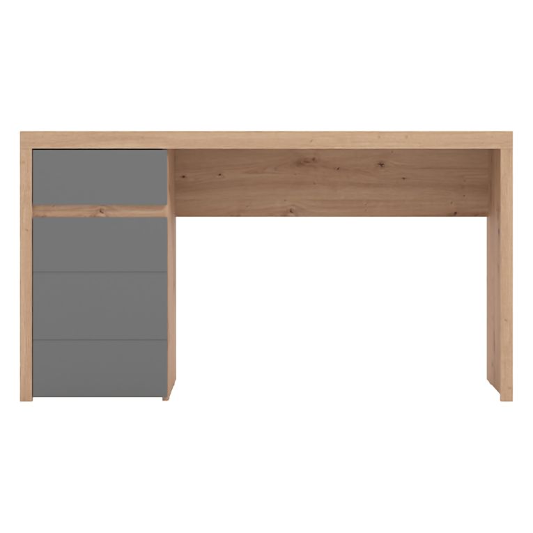 Scrivania Marrone Rovere Nodi Grigio Scuro un Cassetto 2 Ripiani 140x52x77h cm, Un'anta - Bovec