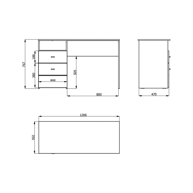 Scrivania Marrone Rovere Nodi Nero 2 Cassetti 2 Ripiani 127x51x77h cm, un Vano - Frutal