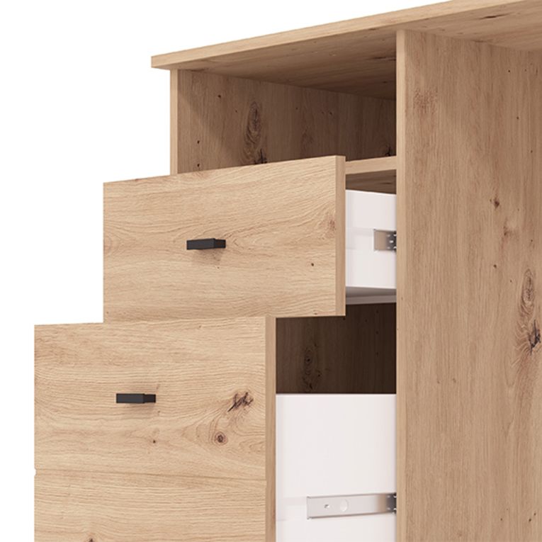 Scrivania Marrone Rovere Nodi Nero 2 Cassetti 2 Ripiani 127x51x77h cm, un Vano - Frutal