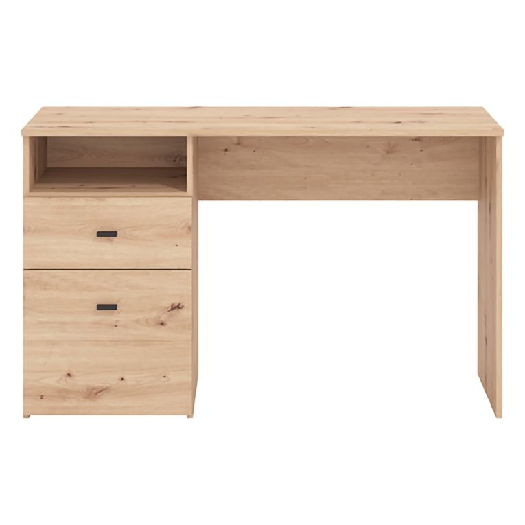 Scrivania Marrone Rovere Nodi Nero 2 Cassetti 2 Ripiani 127x51x77h cm, un Vano - Frutal