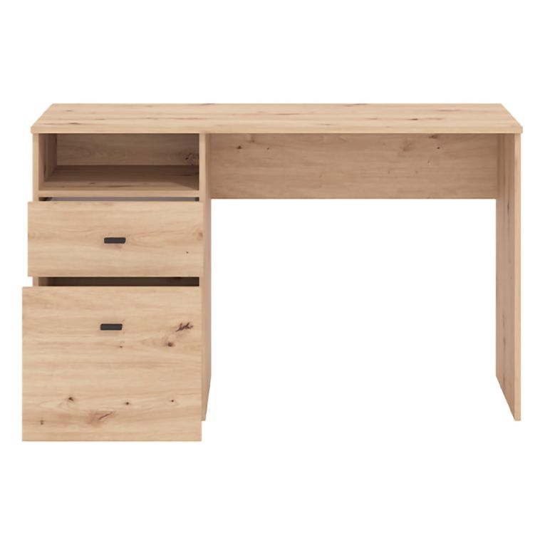Scrivania Marrone Rovere Nodi Nero 2 Cassetti 2 Ripiani 127x51x77h cm, un Vano - Frutal