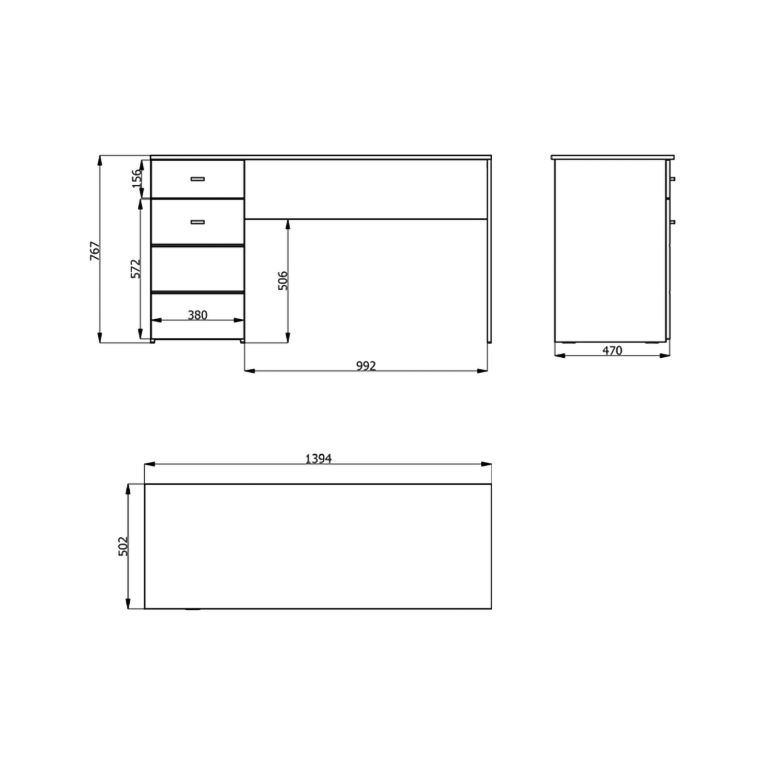 Scrivania Marrone Rovere Nodi Nero un Cassetto 2 Ripiani 140x50x77h cm, Un'anta - Porven