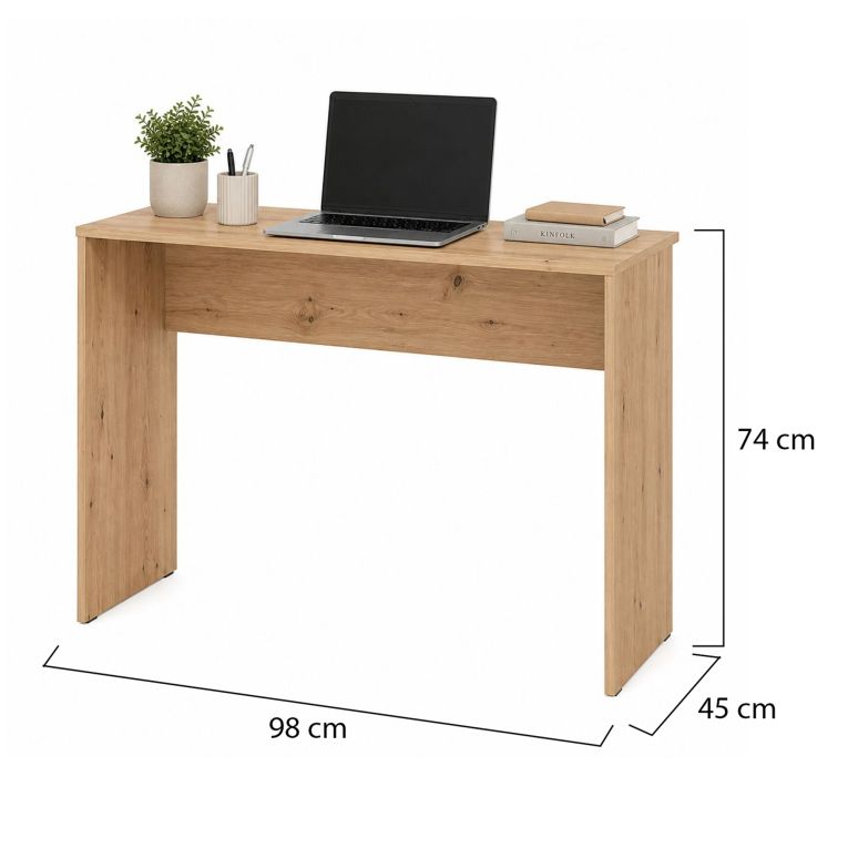 Scrivania Marrone Rovere Nodi un Ripiano Sfumatura Colore Struttura Rovere Nodi 98x45x74h cm, Sfumatura Colore Ripiano Rovere Nodi - Pichil