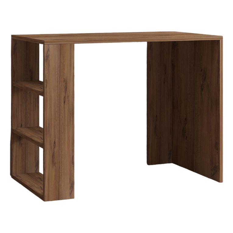 Scrivania Marrone Rovere Scuro 3 Ripiani 2 Vani 90x50x70h cm, Colore Ripiano Marrone - Roghudi