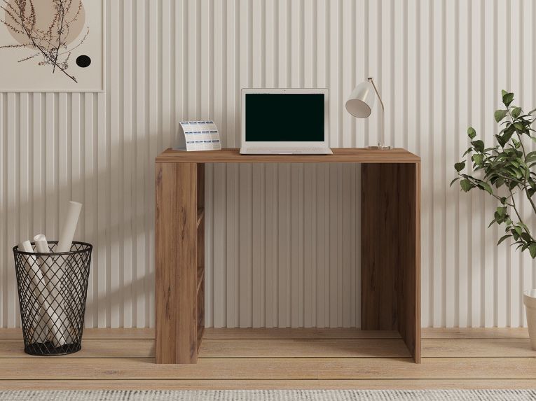 Scrivania Marrone Rovere Scuro 3 Ripiani 2 Vani 90x50x70h cm, Colore Ripiano Marrone - Roghudi