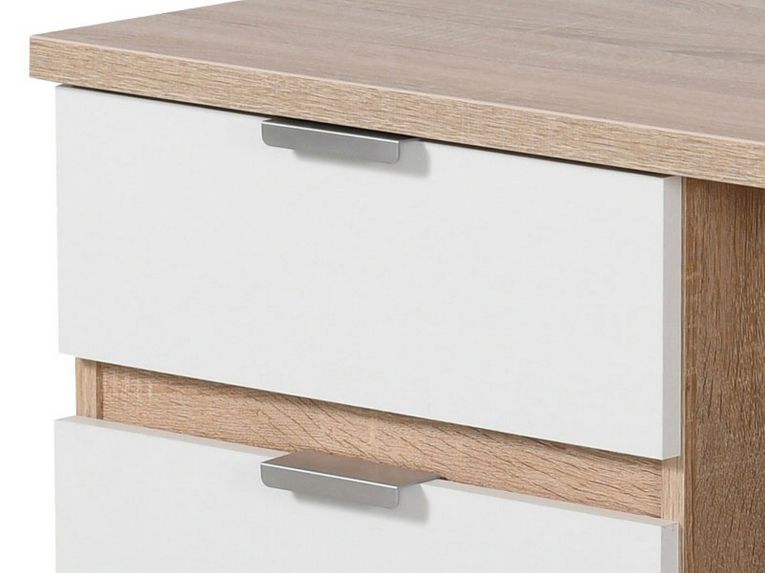 Scrivania Marrone Rovere Scuro Bianco un Cassetto un Ripiano 130x50x75.5h cm, Un'anta - Petriano