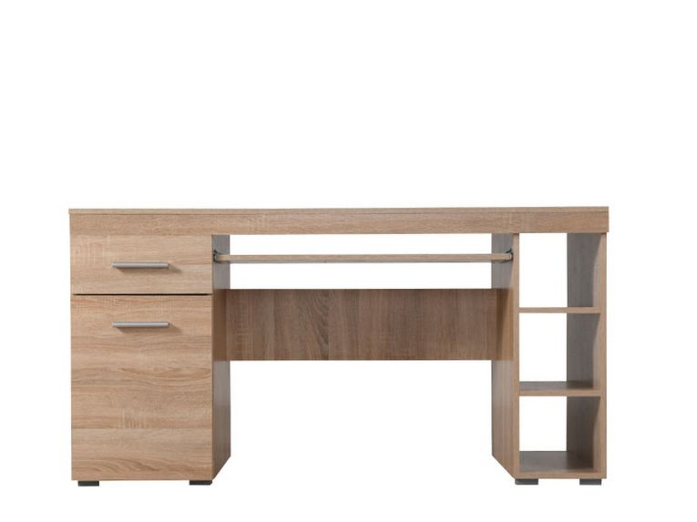 Scrivania Marrone Rovere un Cassetto 5 Ripiani 145x65.5x75.5h cm, Un'anta - Massafra