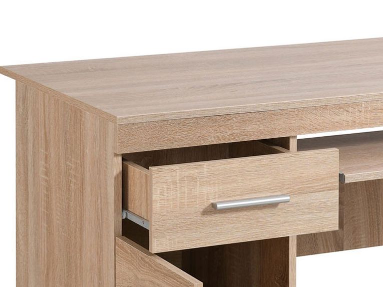 Scrivania Marrone Rovere un Cassetto 5 Ripiani 145x65.5x75.5h cm, Un'anta - Massafra