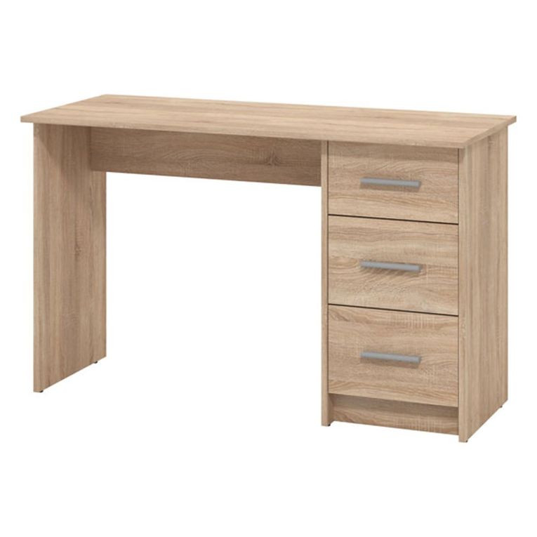 Scrivania Marrone Rovere un Ripiano 3 Cassetti 121x50x74.5h cm, Maniglie Incluse - Rifiano