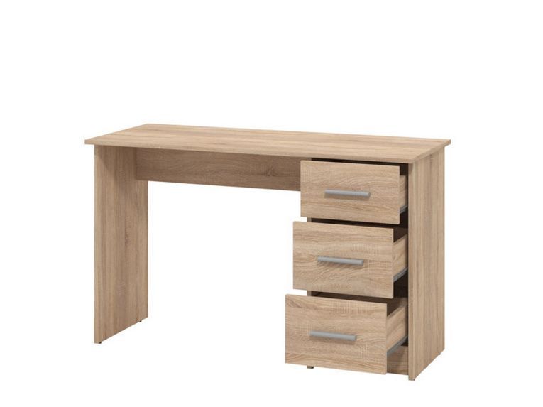 Scrivania Marrone Rovere un Ripiano 3 Cassetti 121x50x74.5h cm, Maniglie Incluse - Rifiano