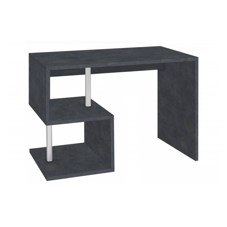 Scrivania Massimo, Scrittoio lineare porta PC, Tavolo multiuso per ufficio, Scrivania salvaspazio multiposizione, 100% Made in Italy, cm 100x50h78, Ardesia