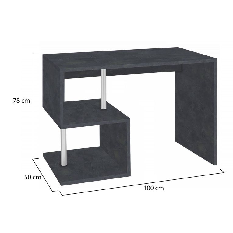 Scrivania Massimo, Scrittoio lineare porta PC, Tavolo multiuso per ufficio, Scrivania salvaspazio multiposizione, 100% Made in Italy, cm 100x50h78, Ardesia