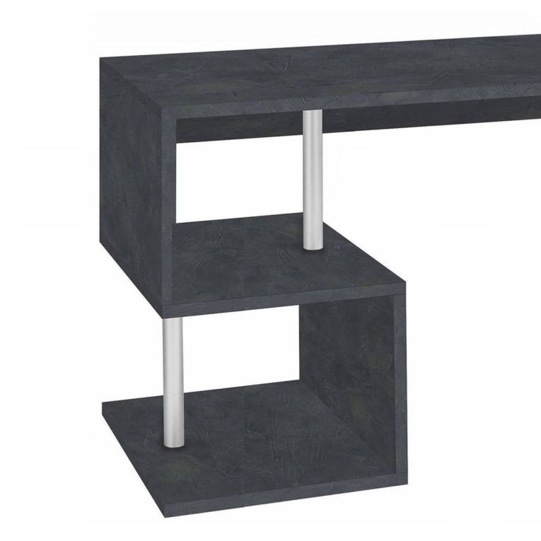 Scrivania Massimo, Scrittoio lineare porta PC, Tavolo multiuso per ufficio, Scrivania salvaspazio multiposizione, 100% Made in Italy, cm 100x50h78, Ardesia