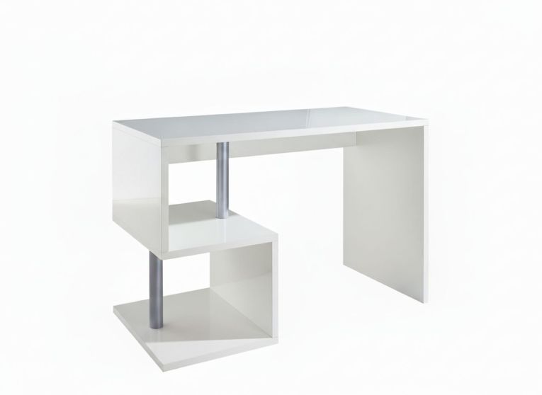 Scrivania Massimo, Scrittoio lineare porta PC, Tavolo multiuso per ufficio, Scrivania salvaspazio multiposizione, 100% Made in Italy, cm 100x50h78, Bianco lucido