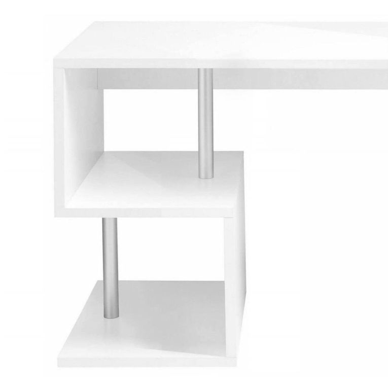 Scrivania Massimo, Scrittoio lineare porta PC, Tavolo multiuso per ufficio, Scrivania salvaspazio multiposizione, 100% Made in Italy, cm 100x50h78, Bianco lucido