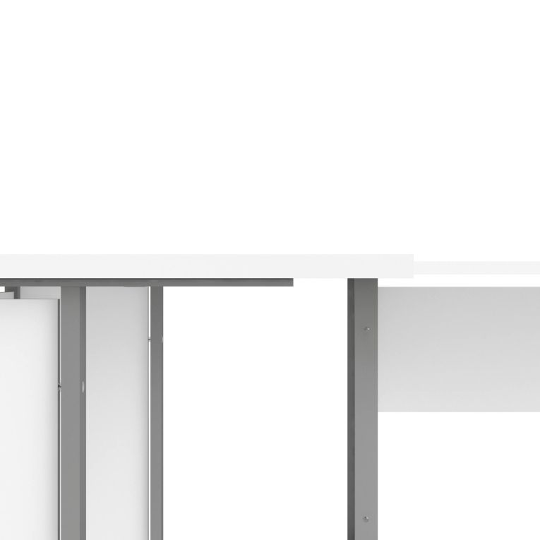 Scrivania Melisande, Scrittoio multiuso, Tavolo per ufficio porta PC, Piano di lavoro, 200x200 h75 cm, Bianco e Grigio