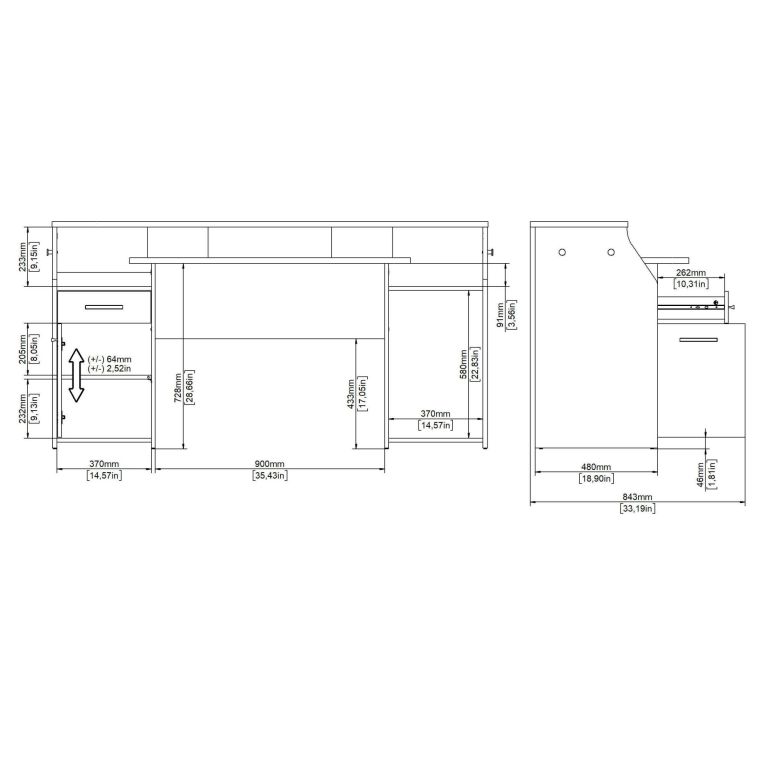 Scrivania Mezzani, tavolo da lavoro dotato di 1 anta e 1 cassetto, ideale per ufficio e gaming, 171x62 h89 cm, Grigio
