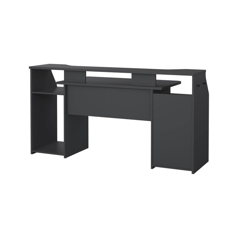 Scrivania Mezzani, tavolo da lavoro dotato di 1 anta e 1 cassetto, ideale per ufficio e gaming, 171x62 h89 cm, Grigio