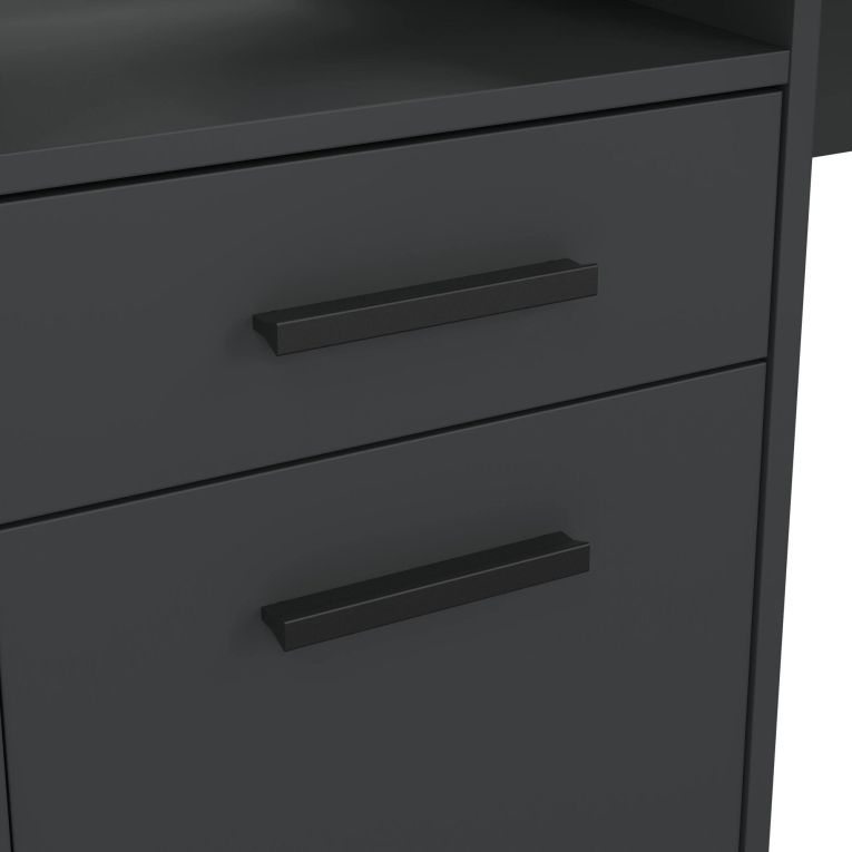 Scrivania Mezzani, tavolo da lavoro dotato di 1 anta e 1 cassetto, ideale per ufficio e gaming, 171x62 h89 cm, Grigio
