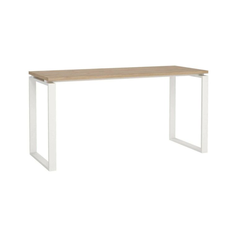 Scrivania Michele, Scrittoio multiuso, Tavolo per ufficio porta PC, Piano di lavoro, 60x150 h76 cm, Rovere e Bianco