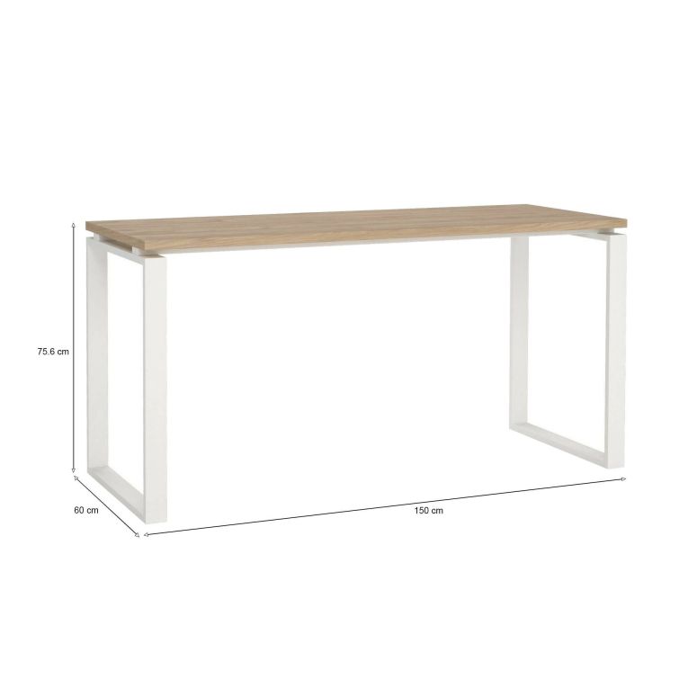 Scrivania Michele, Scrittoio multiuso, Tavolo per ufficio porta PC, Piano di lavoro, 60x150 h76 cm, Rovere e Bianco