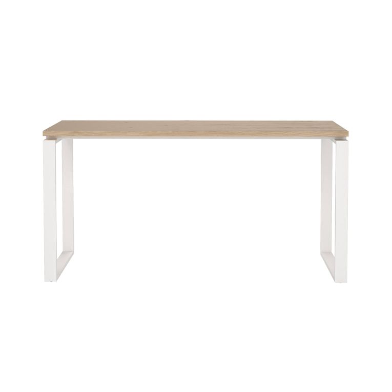 Scrivania Michele, Scrittoio multiuso, Tavolo per ufficio porta PC, Piano di lavoro, 60x150 h76 cm, Rovere e Bianco