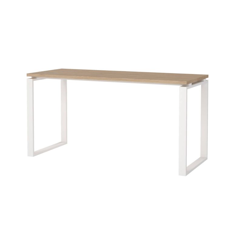 Scrivania Michele, Scrittoio multiuso, Tavolo per ufficio porta PC, Piano di lavoro, 60x150 h76 cm, Rovere e Bianco