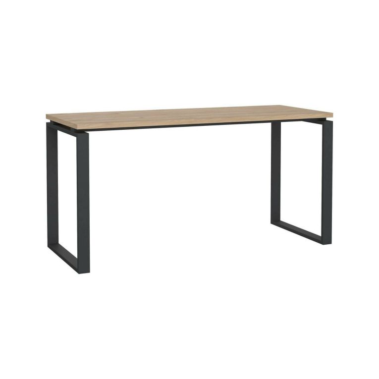 Scrivania Michele, Scrittoio multiuso, Tavolo per ufficio porta PC, Piano di lavoro, 60x150 h76 cm, Rovere e Grigio