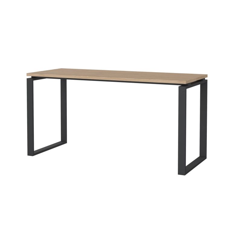 Scrivania Michele, Scrittoio multiuso, Tavolo per ufficio porta PC, Piano di lavoro, 60x150 h76 cm, Rovere e Grigio