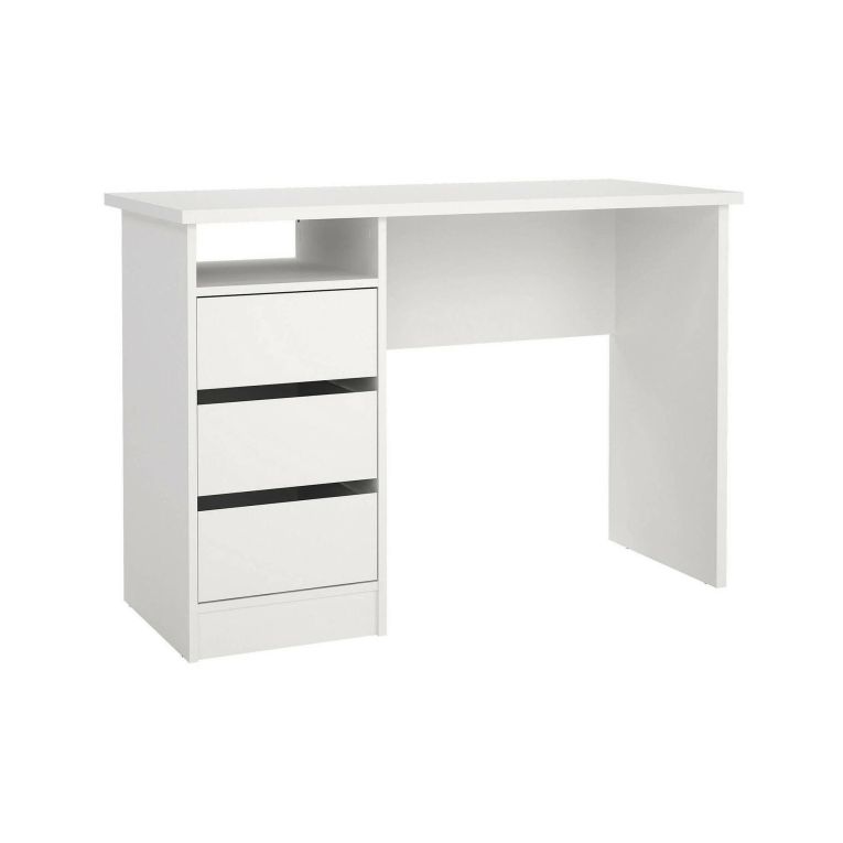 Scrivania Minette, Scrittoio multiuso, Tavolo per ufficio porta PC, Piano di lavoro, 49x110 h76 cm, Bianco