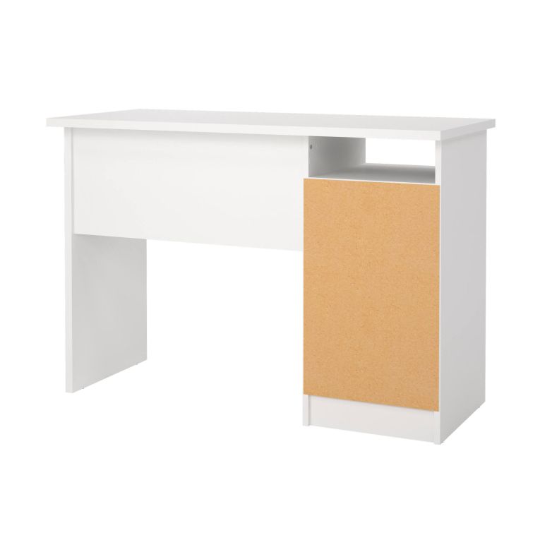 Scrivania Minette, Scrittoio multiuso, Tavolo per ufficio porta PC, Piano di lavoro, 49x110 h76 cm, Bianco