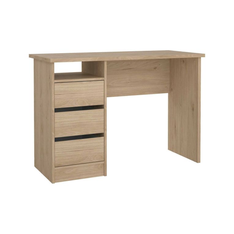 Scrivania Minette, Scrittoio multiuso, Tavolo per ufficio porta PC, Piano di lavoro, 49x110 h76 cm, Rovere