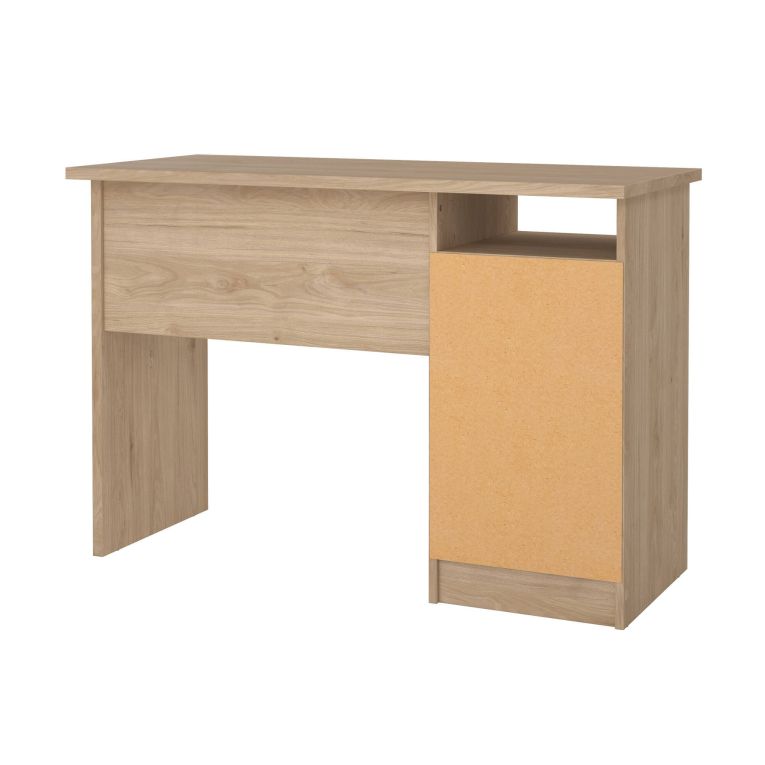 Scrivania Minette, Scrittoio multiuso, Tavolo per ufficio porta PC, Piano di lavoro, 49x110 h76 cm, Rovere