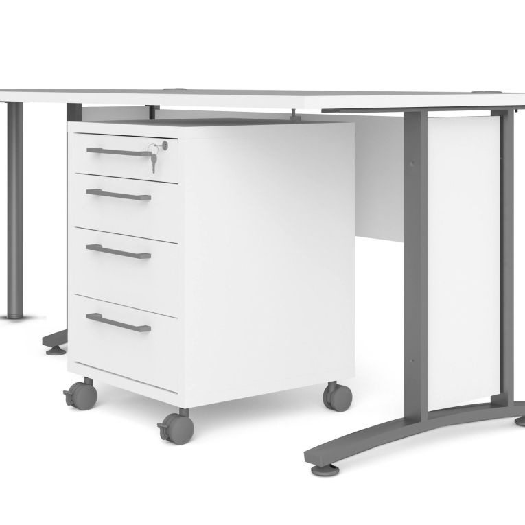 Scrivania Mirella, Scrittoio multiuso, Tavolo per ufficio porta PC, Piano di lavoro, 230x200 h75 cm, Bianco e Grigio