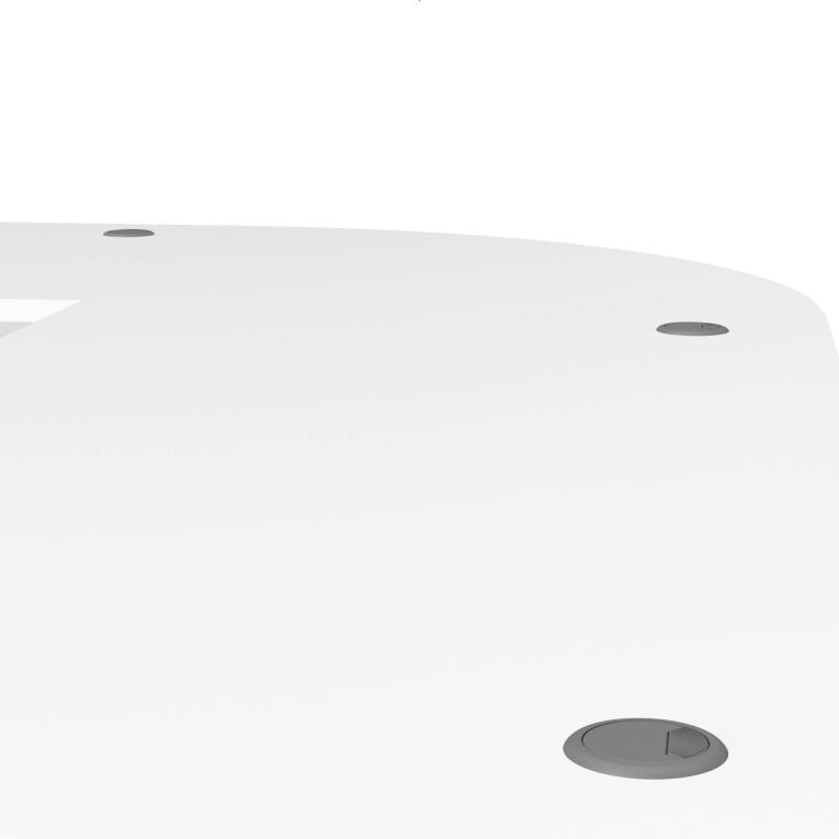 Scrivania Mirella, Scrittoio multiuso, Tavolo per ufficio porta PC, Piano di lavoro, 230x200 h75 cm, Bianco e Grigio