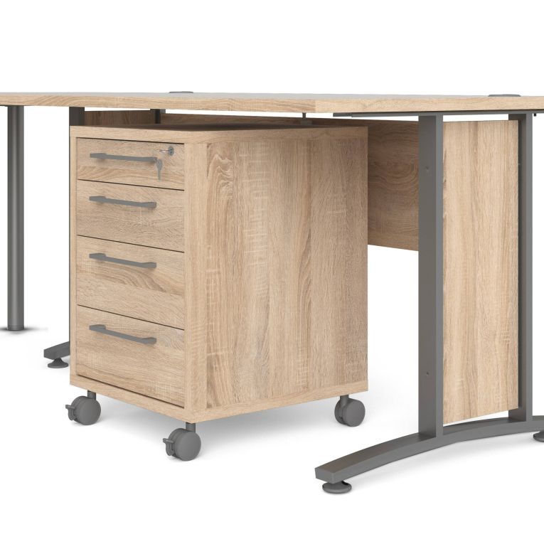Scrivania Mirella, Scrittoio multiuso, Tavolo per ufficio porta PC, Piano di lavoro, 230x200 h75 cm, Grigio e Quercia