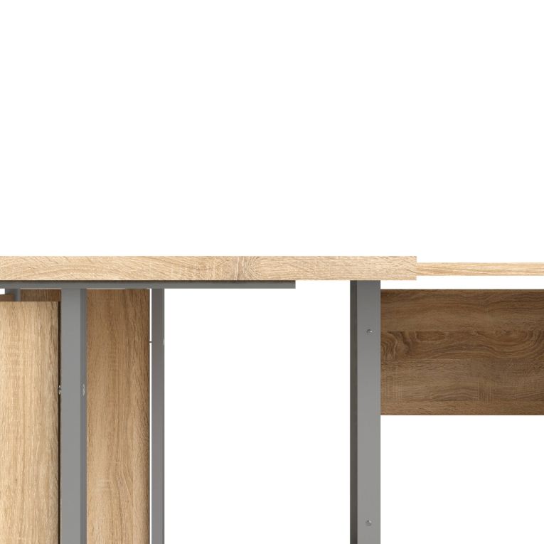 Scrivania Mirella, Scrittoio multiuso, Tavolo per ufficio porta PC, Piano di lavoro, 230x200 h75 cm, Grigio e Quercia