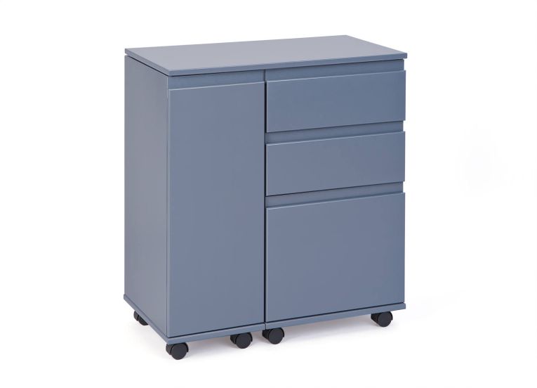 Scrivania-mobile allungabile con cassetti e contenitore in MDF laccato grigio