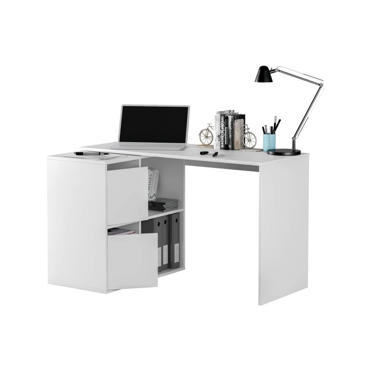 Scrivania modulabile bianca 152x49cm con libreria - Ascona