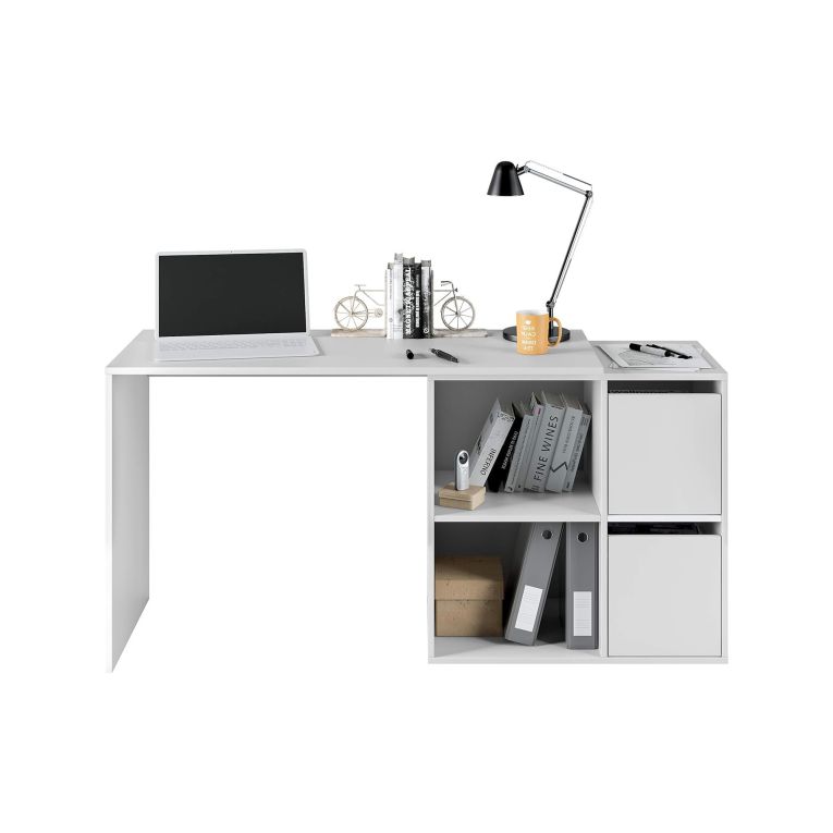 Scrivania modulabile bianca 152x49cm con libreria - Ascona