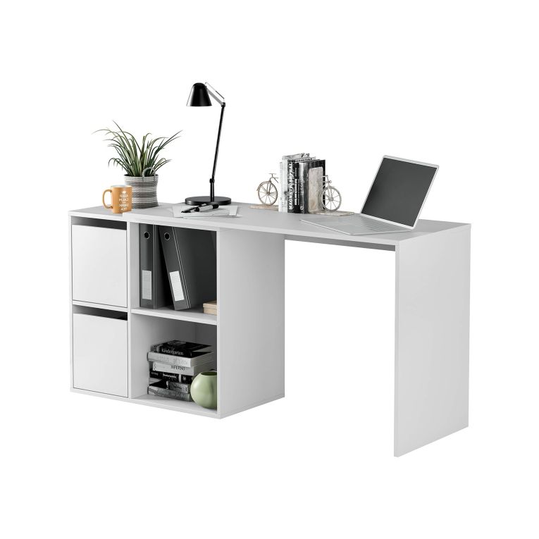 Scrivania modulabile bianca 152x49cm con libreria - Ascona