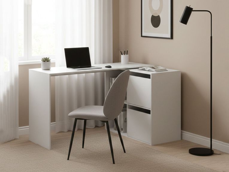 Scrivania modulabile bianca 152x49cm con libreria - Ascona