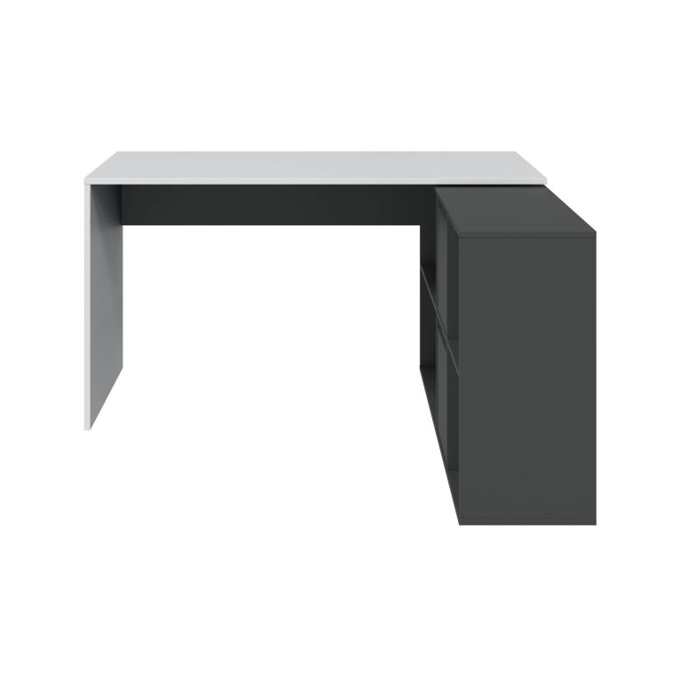 Scrivania modulabile bianca e antracite 136x139cm con libreria - Abby