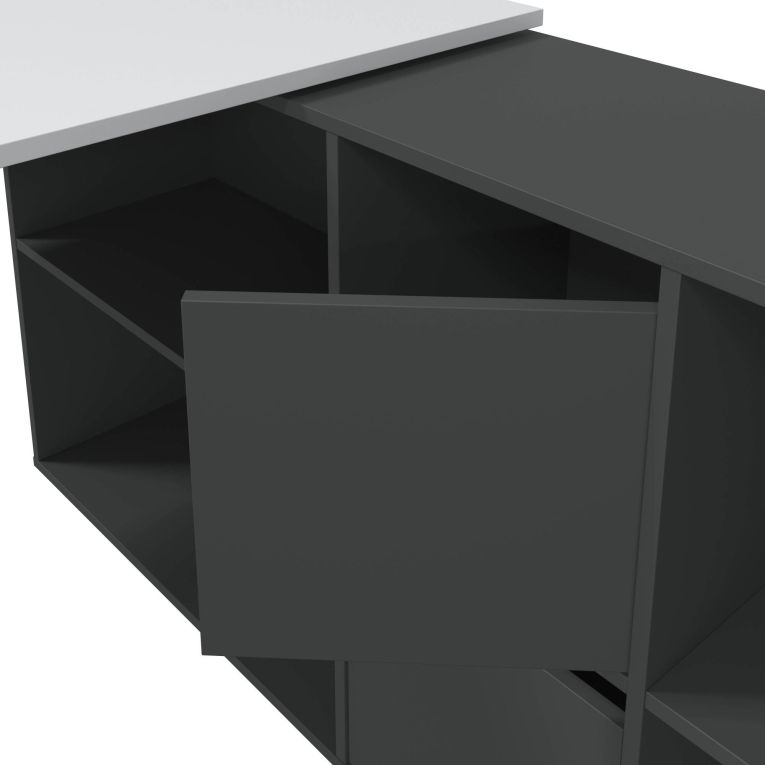 Scrivania modulabile bianca e antracite 136x139cm con libreria - Abby