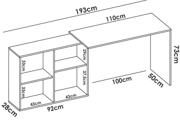 Scrivania modulabile rovere 121x96cm - Apricot