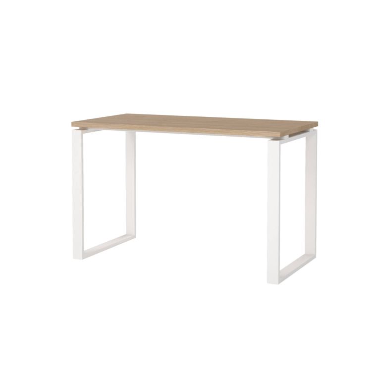 Scrivania Muriel, Scrittoio multiuso, Tavolo per ufficio porta PC, Piano di lavoro, 60x120 h76 cm, Rovere e Bianco